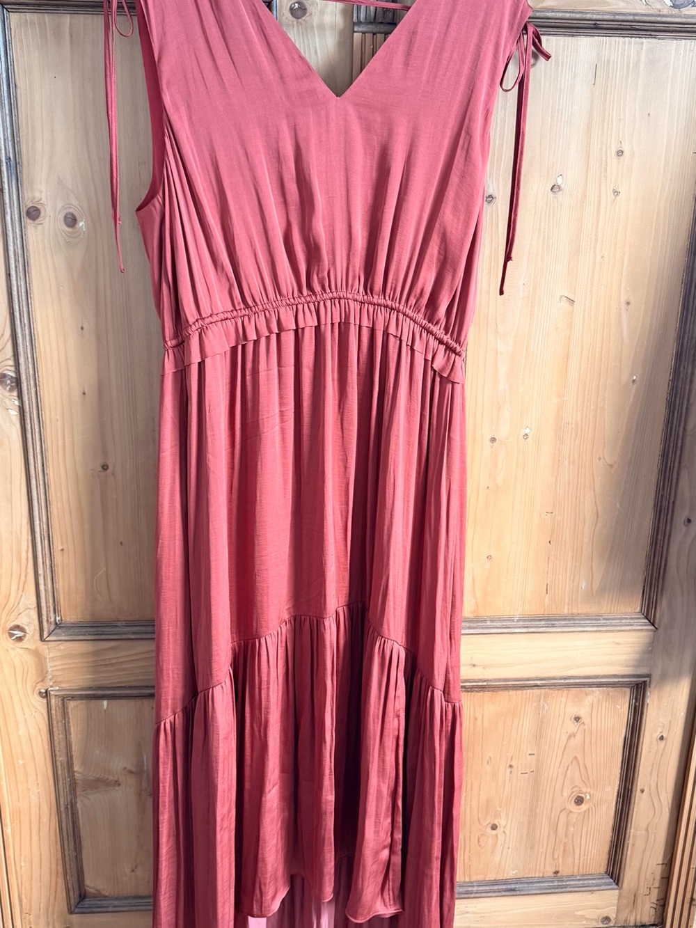 NWOT Banana Republic Rust Sleeveless V-Neck Tiered High-Low Dress